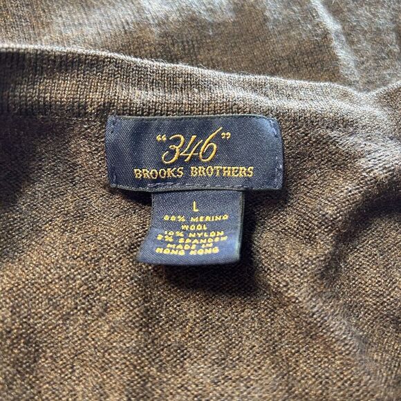Brooks Brothers 346 Sweater Size Large Men's Brown Merino Wool V-Neck Pullover - Picture 3 of 6